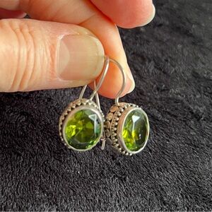 Gorgeous Green Peridot and Sterling Silver Drop Earrings